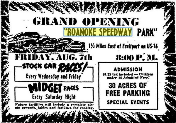Roanoke Speedway - Aug 1953